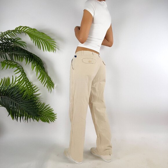 Women's Vintage Y2K Khaki Granola Girl Gorpcore Low Rise Bootcut Chino Pants / 2 - Picture 2 of 8